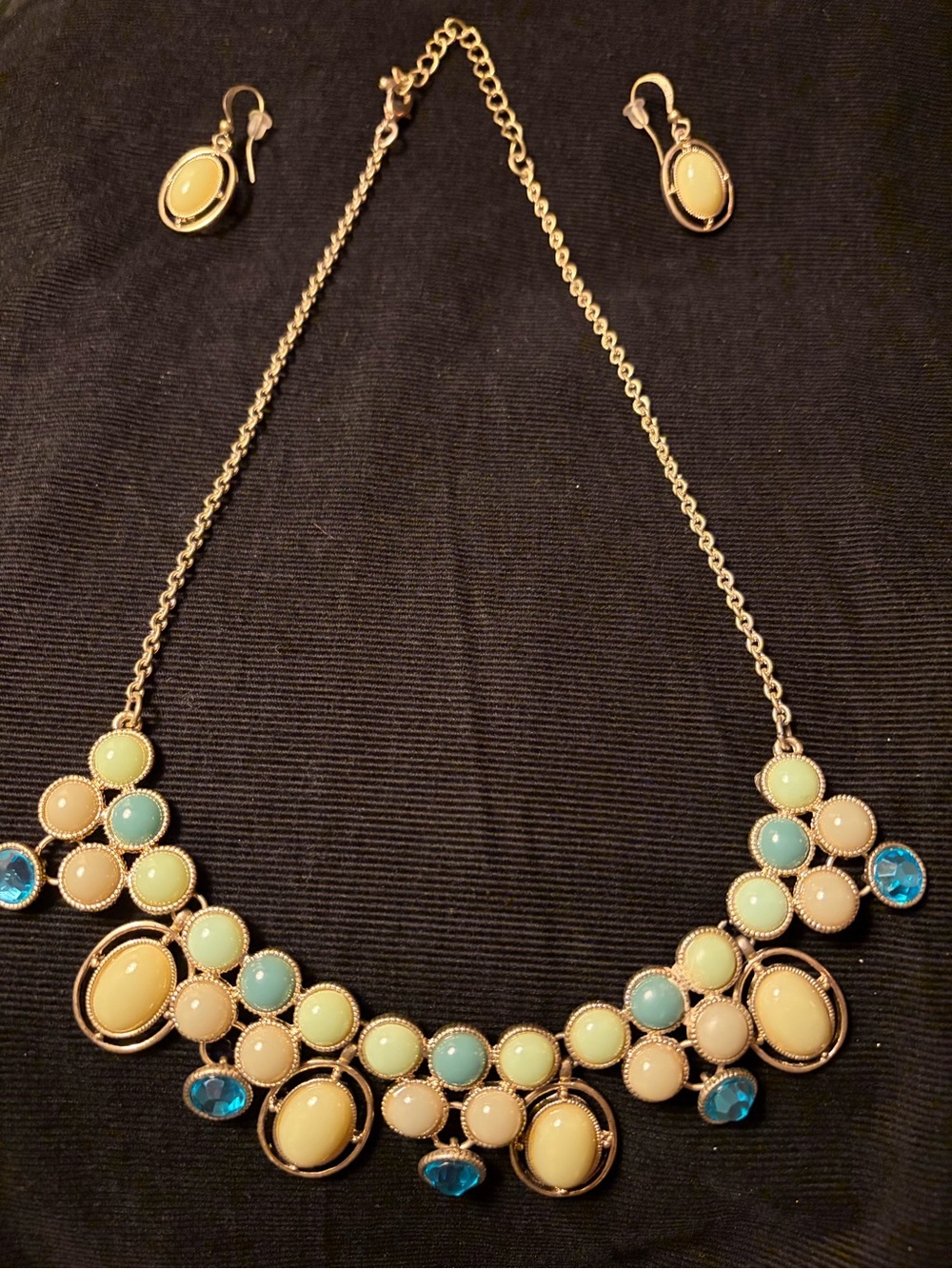 Colorful Princess Bib Necklace and matching earrings